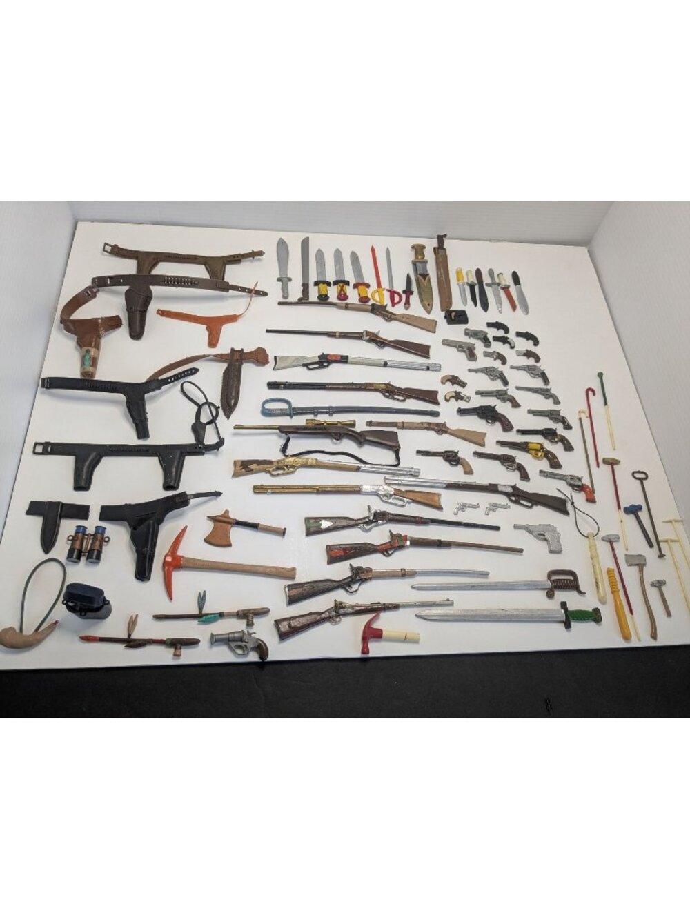 Vtg.1960s-1970s Toy Fig. Accessory Lot Guns Holsters Knives Handmade & Branded